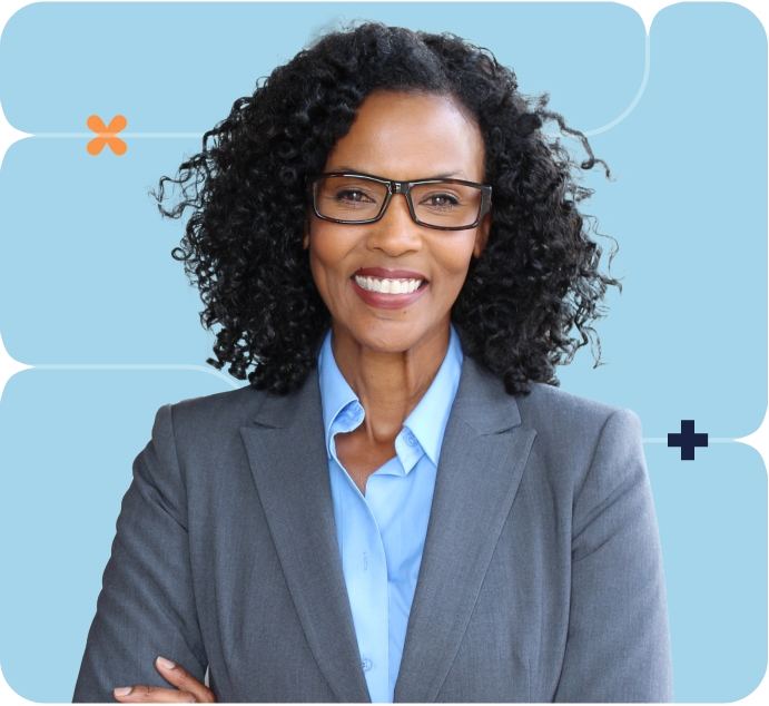 Businesswoman on orange background