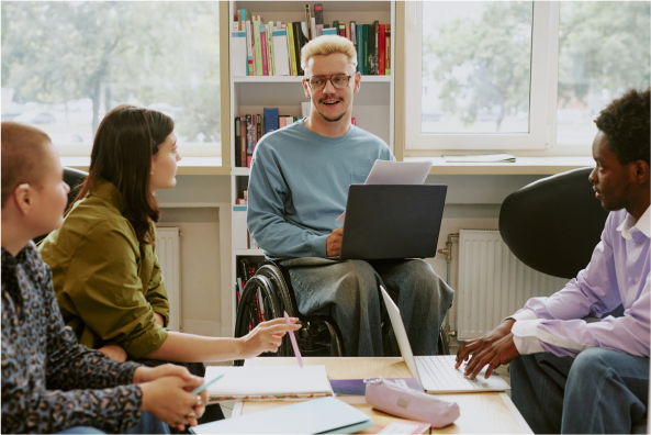 Colleagues gather in discussion