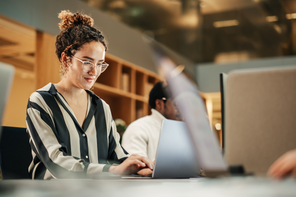 Professional working on a laptop
