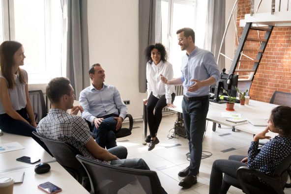 A group of colleagues in discussion