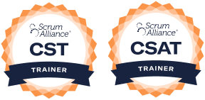 The badges for Certified Scrum Trainer and Certified Scrum Alliance Trainer