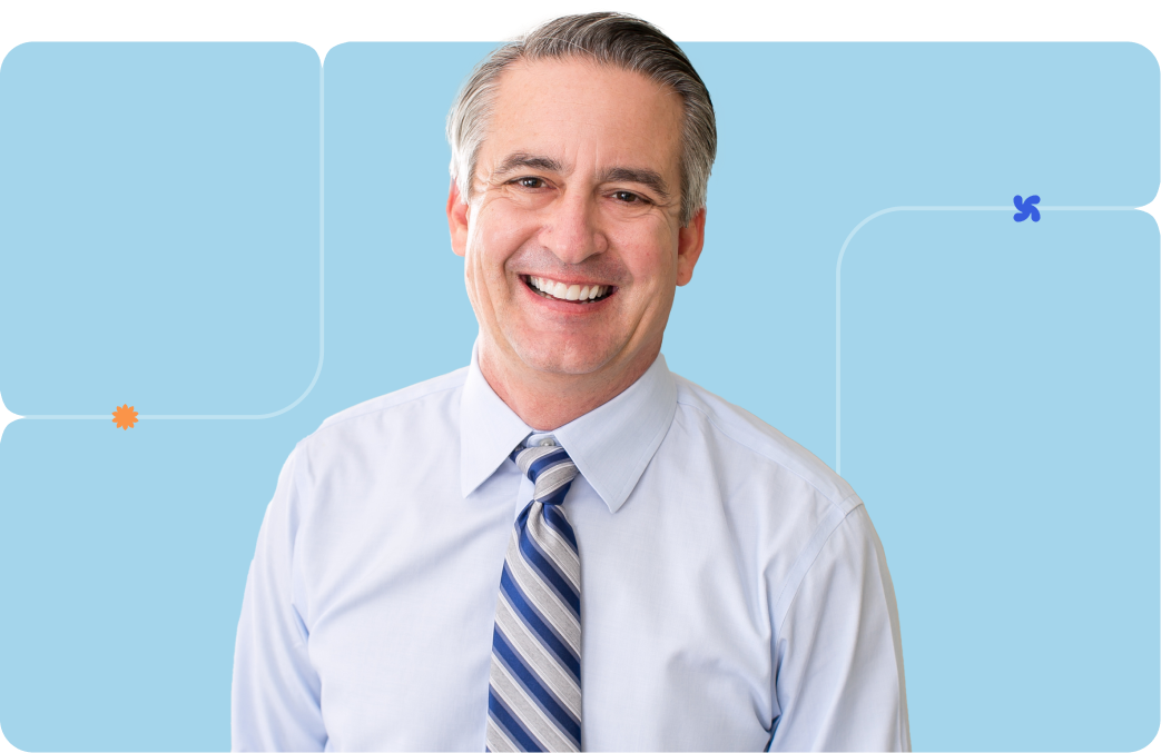 Business man on blue background