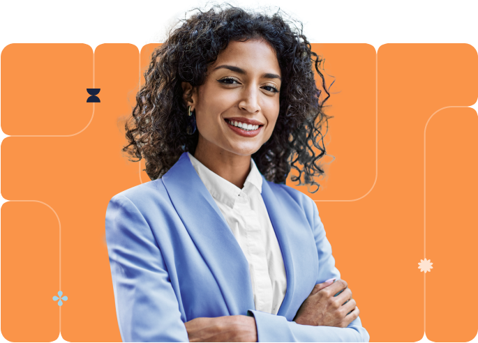 Businesswoman on orange background